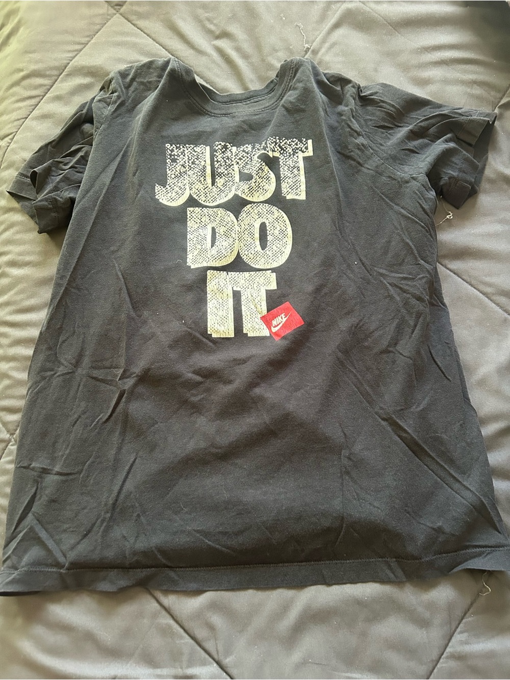 Nike Black White Graphic 'Just Do It' Tee with Red Tag